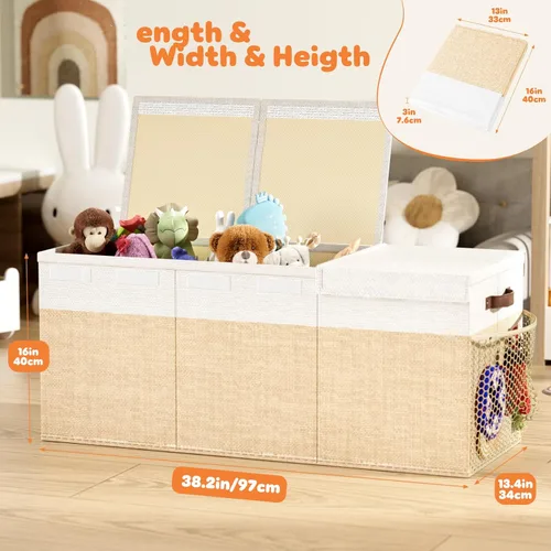 Miniatura 2 de Dayacoco Caja de juguetes extra grande con tapas, plegable, resistente, cajas organizadoras de almacenamiento de juguetes para niños y niñas, cesta