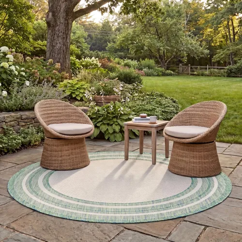 Miniatura 57 de SAFAVIEH Alfombra lavable al aire libre Courtyard Collection – 4' x 5'7", beige oscuro y beige, no desprende pelusa y fácil de limpiar, ideal