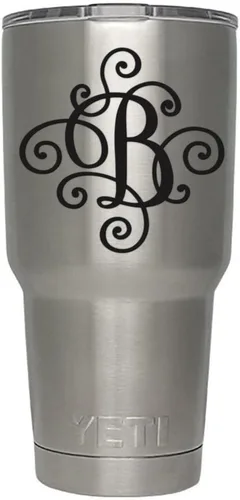 Miniatura 95 de Monogram - Calcomanía troquelada/vinilo adhesivo. Haga clic para opciones de color/letra. Disponible en cuatro colores y todas las letras de la A