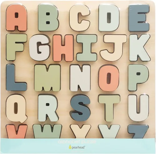 Miniatura 9 de Pearhead Rompecabezas de madera del alfabeto, juguete de aprendizaje ABC para niños pequeños, tablero de rompecabezas educativo Montessori