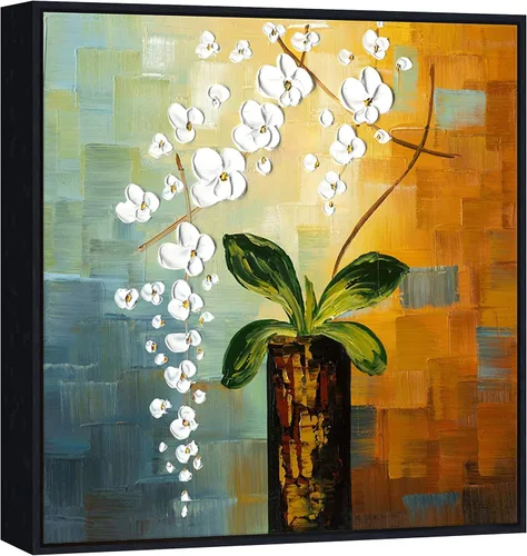 Miniatura 9 de Pintura 100% hecha a mano "Beauty of Life" de Wieco Art, para decoración de paredes, pintura al óleo sobre, diseño floral Galería envuelta