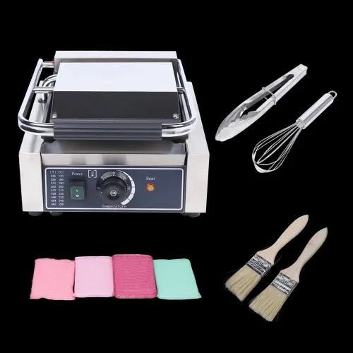Miniatura 8 de Sandwichera de acero inoxidable con revestimiento de esmalte, parrilla eléctrica de prensa Panini de 1800 W, máquina de prensado de sándwich gourmet