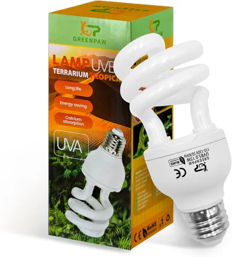 Luz UVB para reptiles, 5.0 15W UVA UVB luz para reptiles, bombilla fluorescente compacta UVB para camaleones, tortuga, iguanas y serpientes