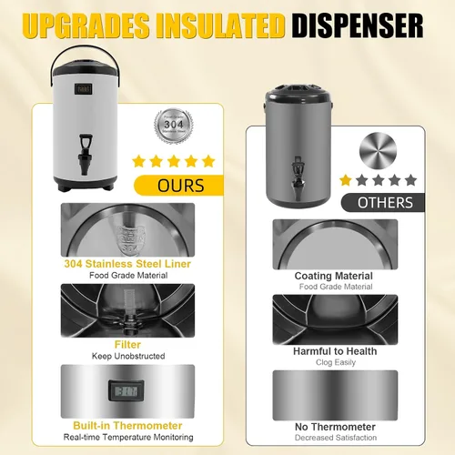 Miniatura 6 de Dispensador de bebidas aislado, dispensador térmico de bebidas frías y calientes de 12 litros/3.17 galones, dispensador de bebidas calientes aislado