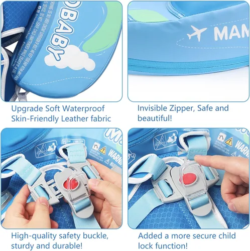 Miniatura 3 de Mambobaby - Flotador con cola y toldo para bebé, anillo de natación para cintura infantil, entrenador de natación y flotador no inflable con correa