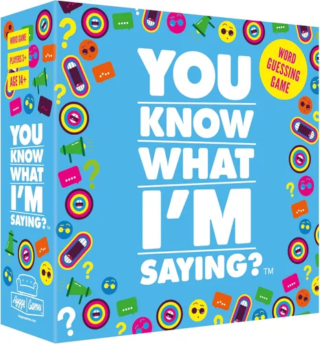 ¿Sabes lo que estoy diciendo? Juego de adivinanzas de palabras de Hygge Games, azul, tamaño de la caja 5.7 x 5.7 x 1.8 pulgadas