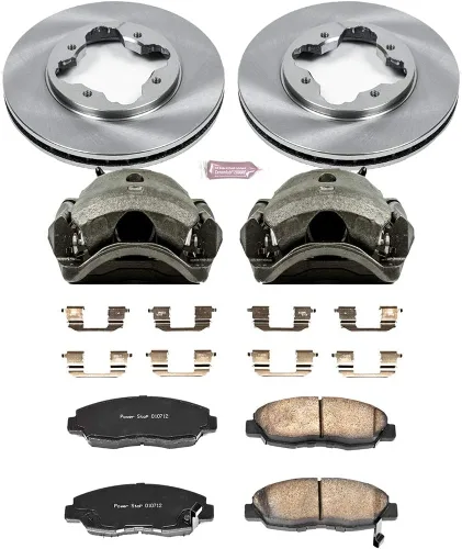 Miniatura 4 de PowerStop Kit de pinza y freno delantero para Acura CL 1997 Honda Accord 1990-97 - Pastillas de freno de cerámica + pinzas + rotores de disco