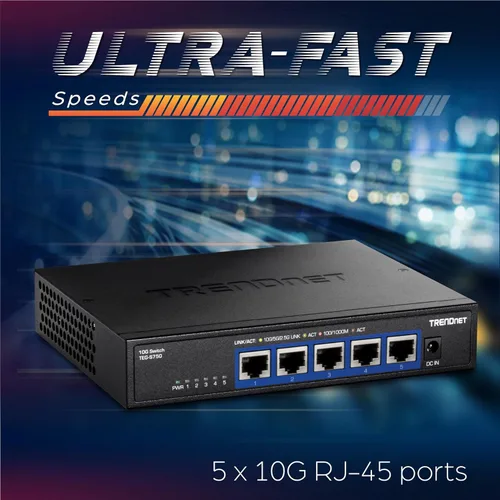 Miniatura 7 de TRENDnet Switch 10G de 5 puertos, TEG-S750, 5 puertos RJ-45 de 10G, capacidad de conmutación de 100 Gbps, soporta conexiones 2.5G y 5G-Base-T