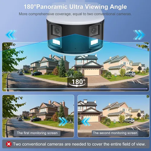 Miniatura 2 de Anpviz Cámara de seguridad de doble lente IP PoE de 4K/8MP de 180 grados para exteriores, cámara panorámica panorámica de 180° con cable