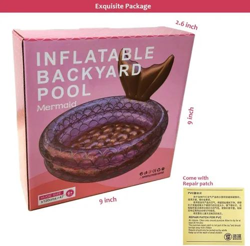 Miniatura 6 de Piscina para niños, piscina inflable de sirena, para interiores y exteriores, para niños (47 pulgadas)