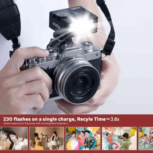Miniatura 8 de Godox Flash iM30 para Canon/Sony/Fujifilm/Nikon/Panasonic/Olympus, GN15 con 7 niveles de potencia flash, control óptico S1/S2, mini flash de cámara