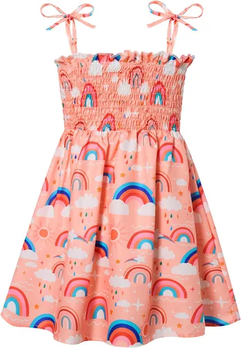 Miniatura 11 de Vieille Vestido de verano para niñas pequeñas, vestido de verano con tirantes delgados, vestido de princesa estampado floral, vestido casual