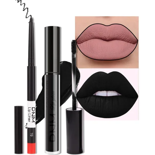 Miniatura 7 de evpct 2 Piezas Lápiz Labial Líquido Verde Esmeralda con Brillo Glitter, Brillo Labial Tinte y Delineador de Labios Retráctil, Set de Maquillaje