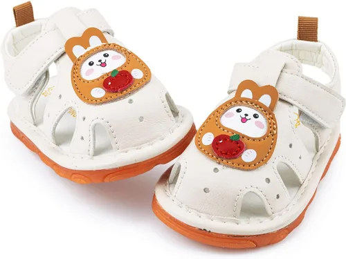 Miniatura 7 de SOFMUO Sandalias chirriantes antideslizantes con suela de goma suave y puntera cerrada, zapatos de verano al aire libre para niños pequeños