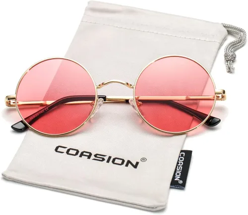 Miniatura 4 de COASION Gafas de sol polarizadas redondas pequeñas retro para mujeres y hombres, gafas de sol circulares UV400