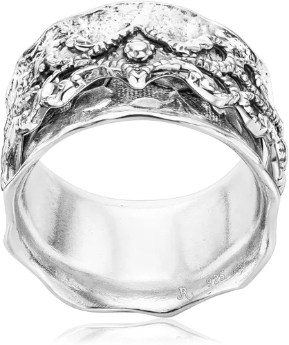 Miniatura 7 de JEAN RACHEL JEWELRY Anillo giratorio de plata de ley 925 para mujeres y hombres, banda de encaje llamativo, oxidado, estilo vintage, hipoalergénico