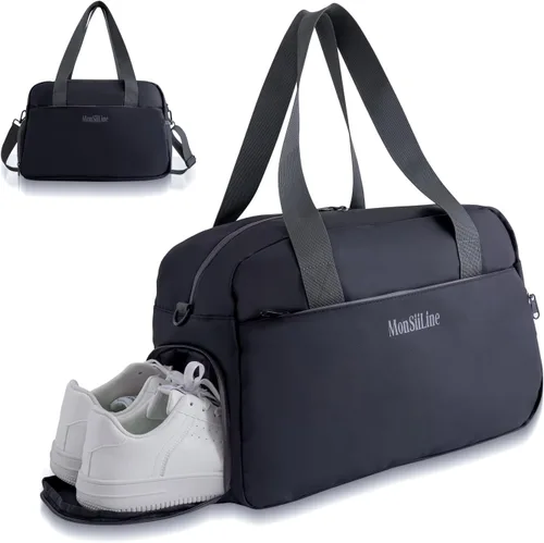 Bolsa de gimnasio para mujeres y hombres con compartimento para zapatos, bolsa de lona pequeña impermeable para viajes, deportes, fin de semana,