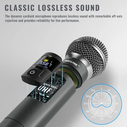 Miniatura 4 de Phenyx Pro Sistema de Micrófono Inalámbrico, Set de Micrófono Inalámbrico de Metal de 8 Canales con 8 Micrófonos Inalámbricos, Frecuencias UHF 8x20