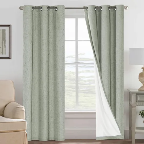 Miniatura 235 de H.VERSAILTEX Cortinas opacas de lino de 72 pulgadas de largo, 100% absolutamente opacas, con aislamiento térmico, con textura de lino, cortinas