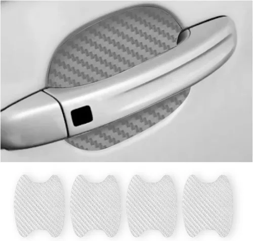 4 unidades de protector de puerta de automóvil de fibra de carbono antiarañazos, película protectora para manijas de auto sin marcas, universal para