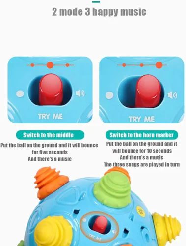 Miniatura 3 de Pelota de baile con música para niños pequeños - Moverse, gatear, rebotar, aprendizaje sensorial para niños y bebés, regalo divertido tanto para Azul
