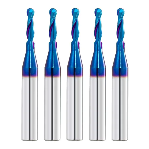 5 PCS Brocas de Fresadora CNC de Punta Esférica con Vástago de 1/4 de pulgada y Diámetro de Corte de 1/8 de pulgada, Longitud de Corte de 1/2