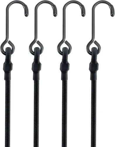 Miniatura 11 de Paquete de 4 cordones elásticos planos ajustables de 3 vías con ganchos, fácil de ajustar la longitud de los 3 lados, Lucky Straps 30 pulgadas
