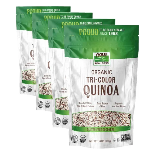 NOW Foods, Quinoa orgánica tricolor, sin gluten, sin OMG y alergia, Frirendly, fuente de proteínas y hierro, 14 onzas (el embalaje puede variar)