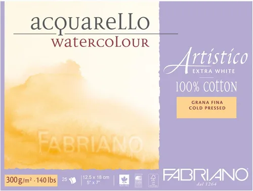 Fabriano AEW BL 4CO 25F GF - Papel de acuarela (4.9 x 7.1 in), color blanco