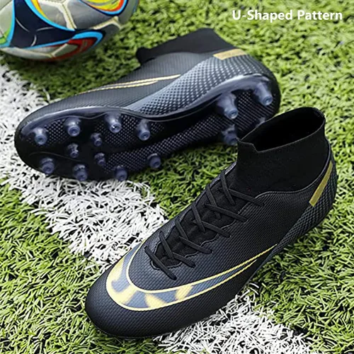 Miniatura 4 de Men's Soccer Shoes Football Cleats Outdoor High-Tops Lace-Up Non-Slip Spikes AGFG Boots