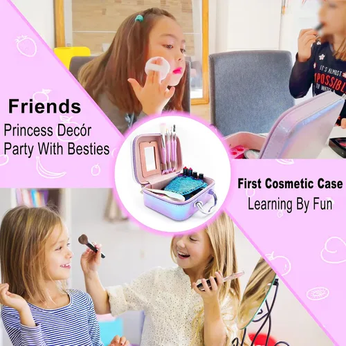 Miniatura 4 de Juego de maquillaje para niñas – Kit de maquillaje de sirena lavable no tóxico, juguetes de sirenita para niñas de 5-7, 8-12, juego de tocador