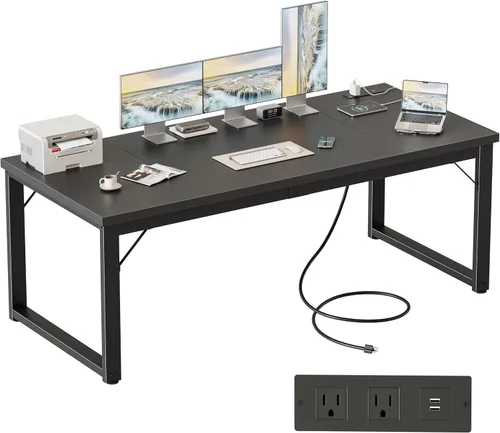 Miniatura 39 de Mericonia Escritorio para computadora de 40 pulgadas, escritorio ejecutivo moderno y grueso, mesa de escritura simple resistente para el hogar, roble