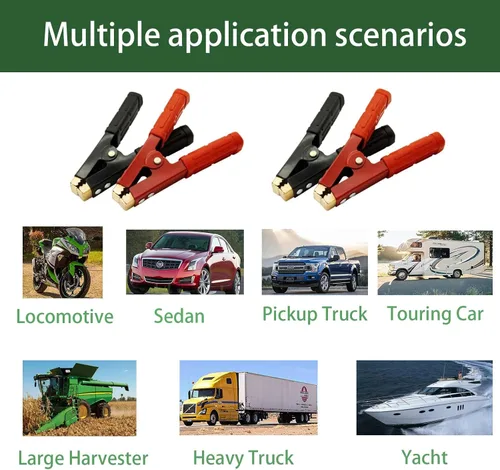 Miniatura 5 de 4 piezas de abrazaderas de cable de puente de batería, abrazaderas de batería de cobre puro resistente para coche, abrazaderas de cocodrilo