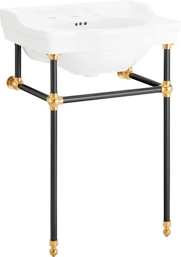 Miniatura 5 de Signature Hardware 480510 Cierra - Lavabo de baño con consola de porcelana vítrea de 24-1/4 pulgadas con 3 orificios para grifo en centros de 8