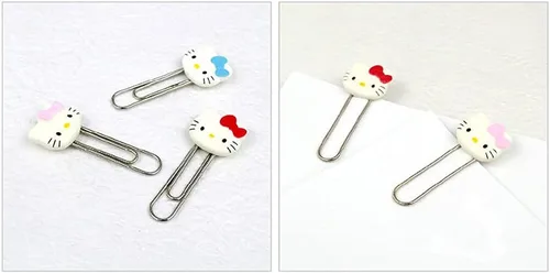 Miniatura 2 de [5 en 1] Hello Kitty Cute 5pcs Juego de clips de papel con lindo estuche de transporte de cara de Hello Kitty rosa
