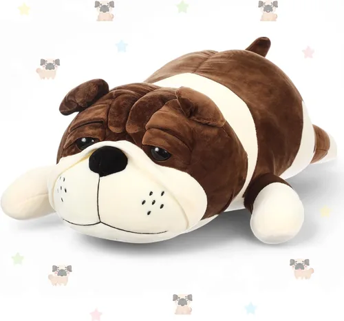 Miniatura 10 de Peluche suave para perros de 17.7 pulgadas, almohada de peluche abrazable para regalo de cumpleaños de niños, juguete grande para cachorros