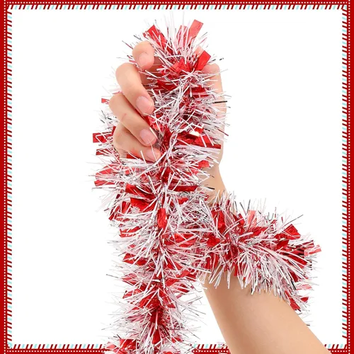Miniatura 7 de Guirnalda de oropel de Navidad de 50 pies, guirnalda metálica para decoración de árbol de Navidad, boda, cumpleaños, Año Nuevo, adornos colgantes