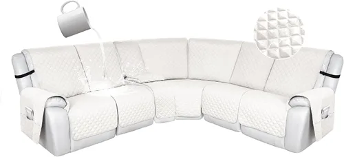 Miniatura 98 de HDCAXKJ Fundas de sofá seccional reclinable 100% impermeable, forma de L, funda de sofá reclinable lavable acolchada suave para mascotas, perro