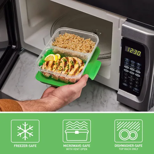 Miniatura 6 de Sistema Nest It - Recipientes de almacenamiento de alimentos para preparación de comidas con tapas, 2 compartimentos, 3.7 tazas, plástico, paquete