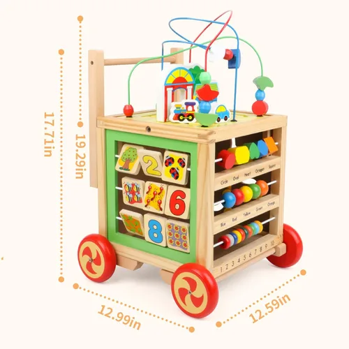 Miniatura 7 de Cubo de actividades de madera 6 en 1 Montessori Educativo Aprendizaje Juguetes Sensoriales para 1 Año de 12-18 Meses Niños Niñas Regalos de Primer