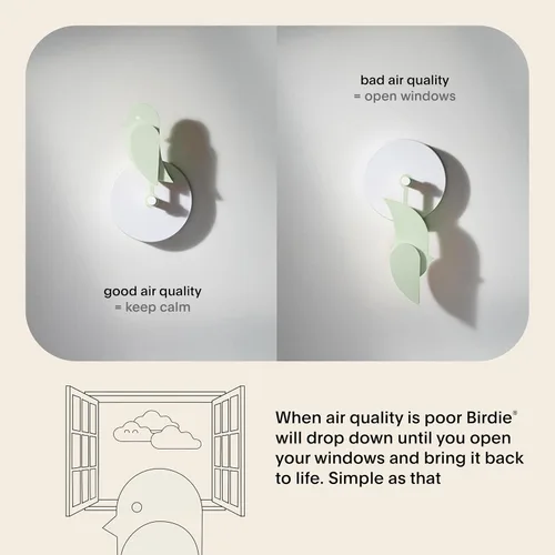 Miniatura 3 de Birdie 2.0 - Monitor de CO2 de Diseño para Interiores - Medidor de Calidad del Aire para Hogar y Oficina - Promueve la Salud Mental y Física - Meadow
