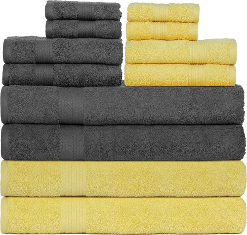 Miniatura 50 de Ample Decor Juego de 12 toallas de baño de 600 GSM, 100% algodón, 4 toallas de baño, 4 toallas de mano, 4 paños de lavado, absorbentes y suaves