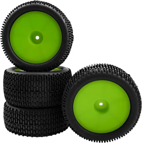 Neumático de goma de 88mm/3.46" para rueda delantera y trasera y llantas de rueda de plástico con cubo de 12mm Hex Compatible con Redcat Tornado