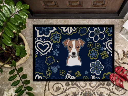 Miniatura 3 de Caroline's Treasures BB5111JMAT - Tapete para puerta delantera, 24 x 36 pulgadas, diseño de flores azules, para entrada, antideslizante, lavable