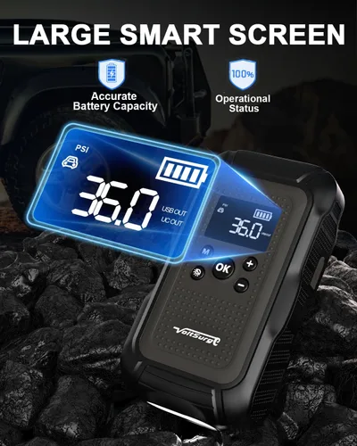 Miniatura 3 de Arrancador de 7000A con compresor de aire (todo gas/10.0L diésel), paquete de arranque de 12V con inflador de neumáticos automático de 150PSI, caja