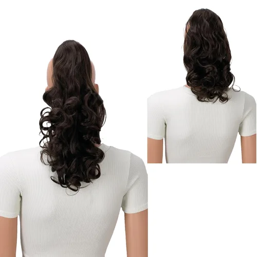 Miniatura 17 de PRETTYSHOP 16 o 20 pulgadas clip para el pelo en extensión cola de caballo 2 en 1 rizada resistente al calor