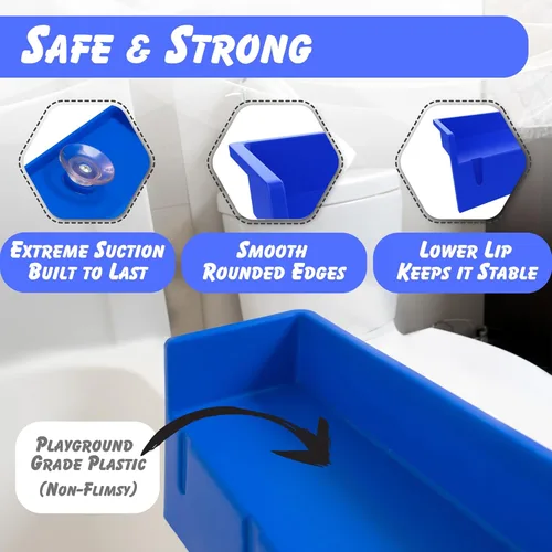 Miniatura 6 de Tub Topper® Protector contra salpicaduras de bañera y estante de baño para niños – Bandeja de baño para niños pequeños, almacenamiento de juguetes