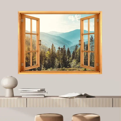 Miniatura 22 de SIGNWIN Adhesivo de pared removible/mural de pared para ventana, vegetación exuberante y árboles iluminados por el sol, fotografía, realismo
