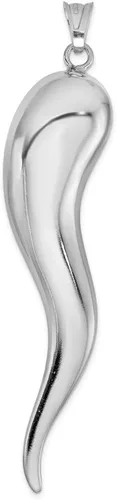 Sonia Jewels Dije de plata de ley 925 para hombre, diseño de cornicello, con protección de cuerno italiano, 3.307 in x 0.709 in, Metal
