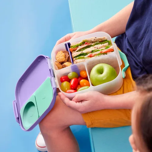 Miniatura 3 de b.box Mini recipientes para almuerzo + aperitivos (Lilac Pop): el juego de 2 unidades incluye lonchera (capacidad de 4 1/4 tazas) y caja de Lila Pop